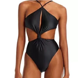 PQ Swim Black Hayden Cut Out One Piece Sz M NWT